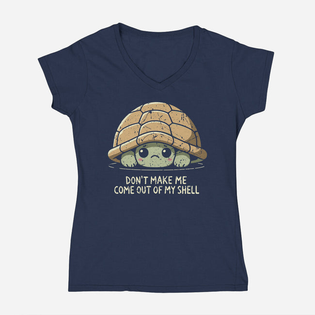 Timid Turtle-Womens-V-Neck-Tee-BridgeWalker