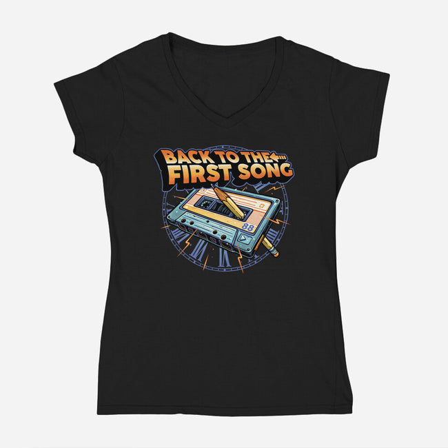 Back To The First Song-Womens-V-Neck-Tee-glitchygorilla