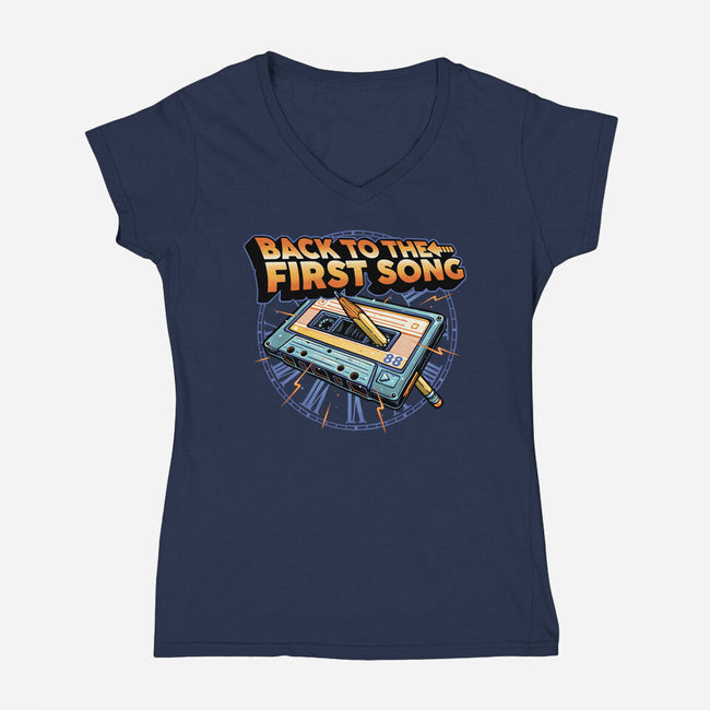 Back To The First Song-Womens-V-Neck-Tee-glitchygorilla