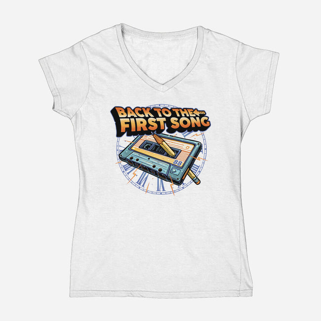 Back To The First Song-Womens-V-Neck-Tee-glitchygorilla