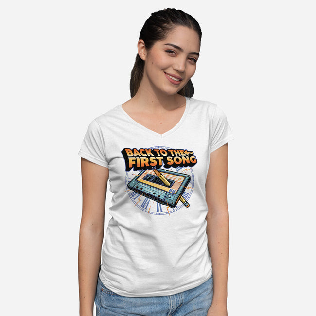 Back To The First Song-Womens-V-Neck-Tee-glitchygorilla