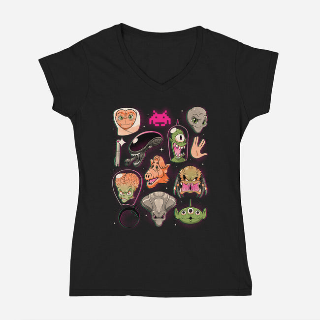 We Love Aliens-Womens-V-Neck-Tee-Bruno Mota