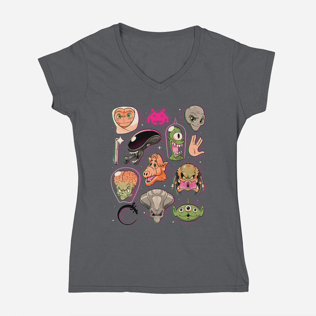 We Love Aliens-Womens-V-Neck-Tee-Bruno Mota