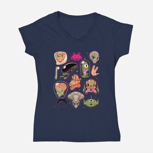We Love Aliens-Womens-V-Neck-Tee-Bruno Mota