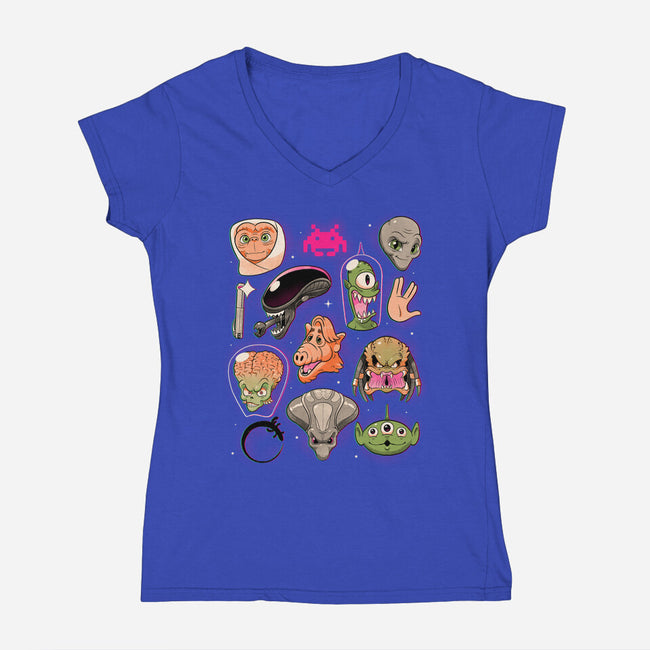 We Love Aliens-Womens-V-Neck-Tee-Bruno Mota