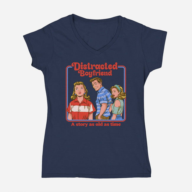Distracted Boyfriend-Womens-V-Neck-Tee-P1yu5h