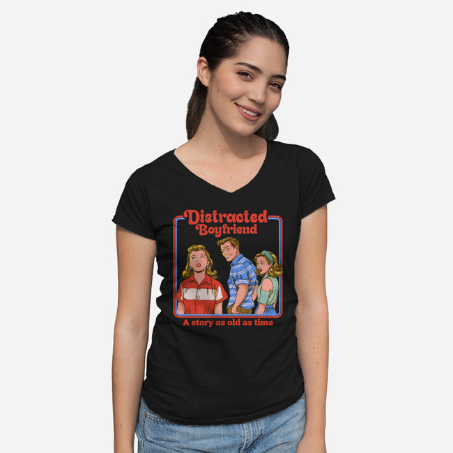Distracted Boyfriend-Womens-V-Neck-Tee-P1yu5h