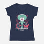 Squidward's Game-Womens-V-Neck-Tee-estudiofitas