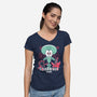 Squidward's Game-Womens-V-Neck-Tee-estudiofitas