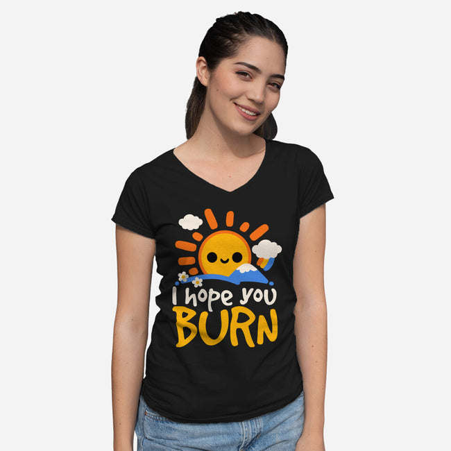 I Hope You Burn-Womens-V-Neck-Tee-NemiMakeit
