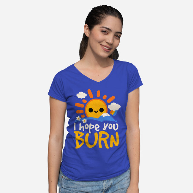 I Hope You Burn-Womens-V-Neck-Tee-NemiMakeit