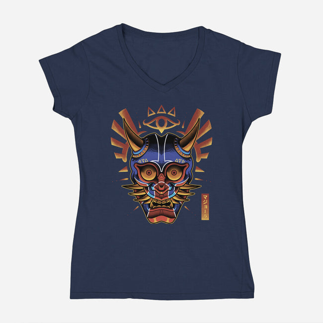 Hanya Majora-Womens-V-Neck-Tee-Astrobot Invention