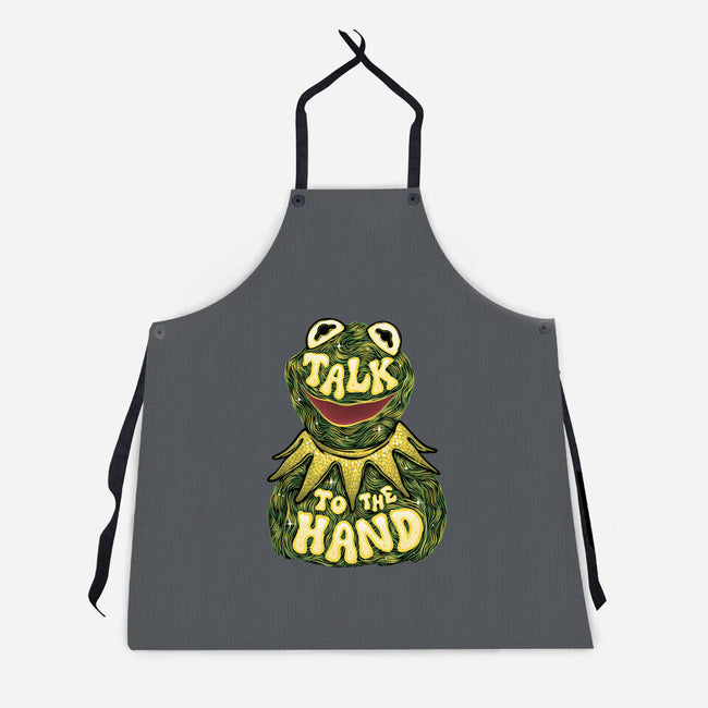 Talk To The Kermit Hand-Unisex-Kitchen-Apron-glitchygorilla