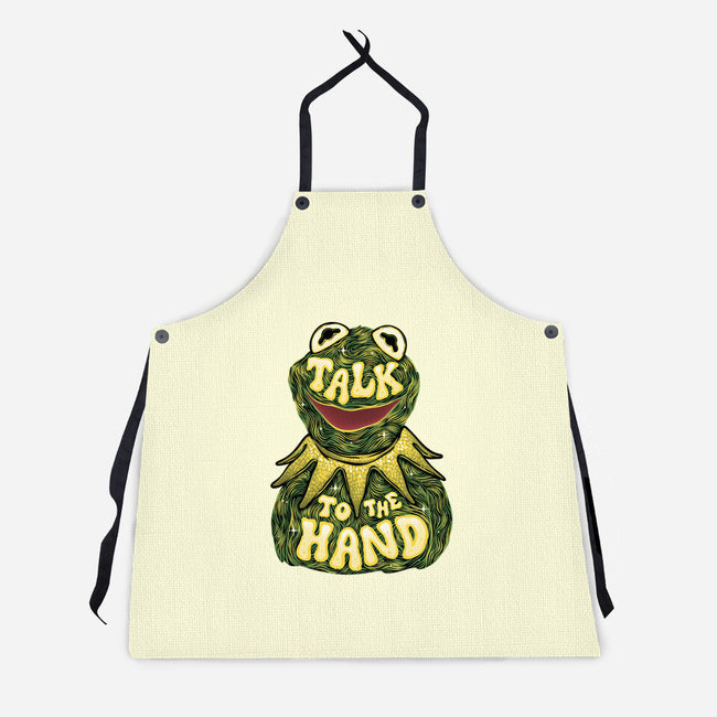 Talk To The Kermit Hand-Unisex-Kitchen-Apron-glitchygorilla