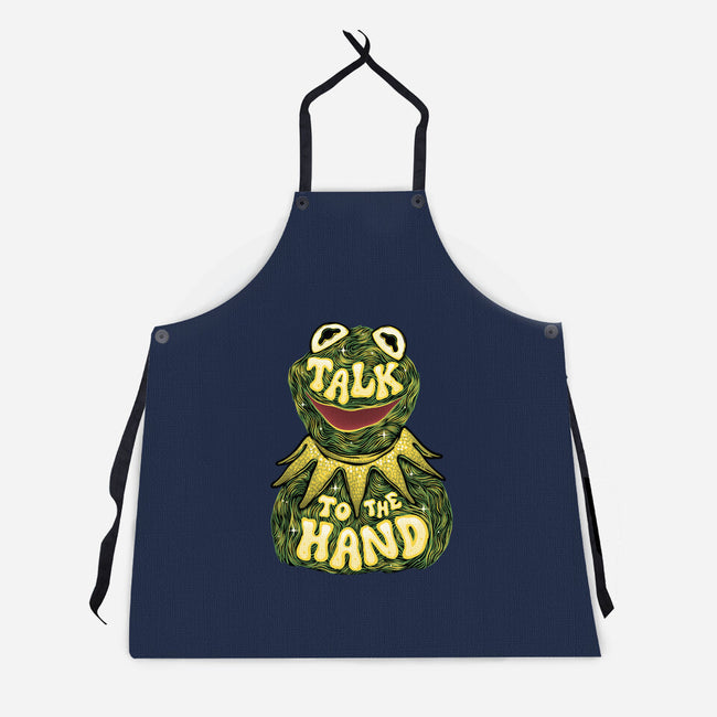 Talk To The Kermit Hand-Unisex-Kitchen-Apron-glitchygorilla