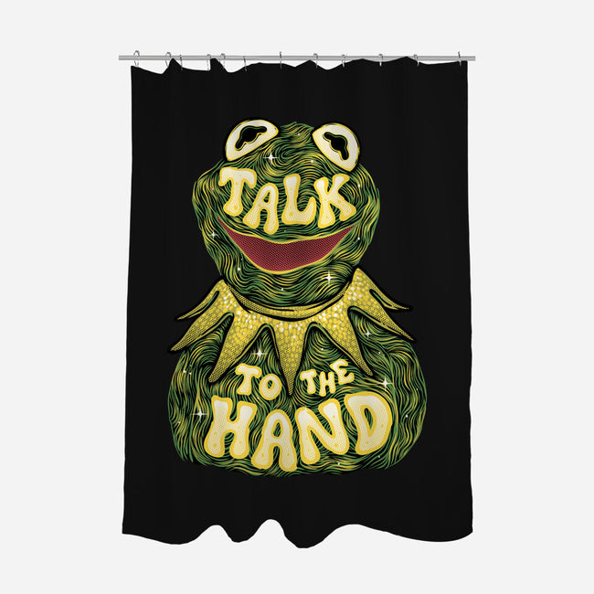 Talk To The Kermit Hand-None-Polyester-Shower Curtain-glitchygorilla