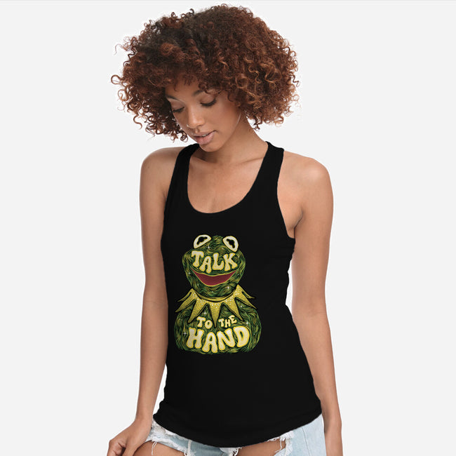 Talk To The Kermit Hand-Womens-Racerback-Tank-glitchygorilla