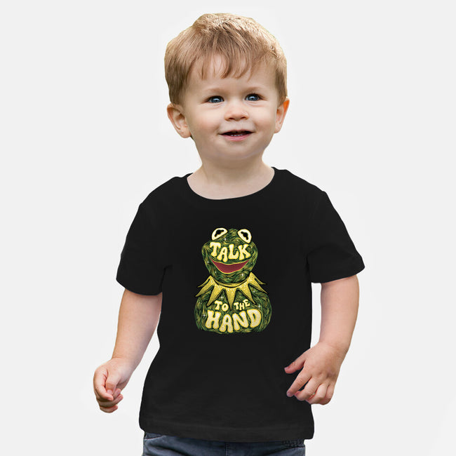 Talk To The Kermit Hand-Baby-Basic-Tee-glitchygorilla