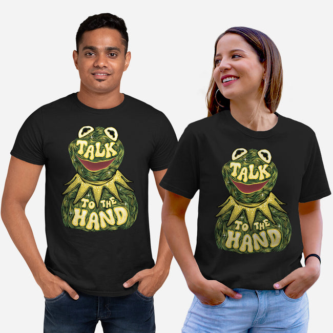 Talk To The Kermit Hand-Unisex-Basic-Tee-glitchygorilla