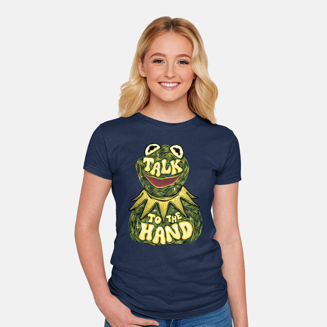 Talk To The Kermit Hand-Womens-Fitted-Tee-glitchygorilla