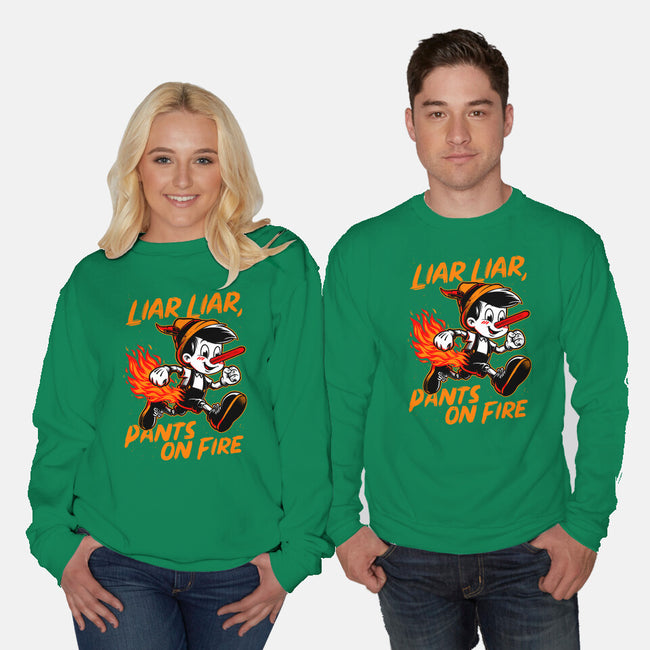 Liar Pants On Fire-Unisex-Crew Neck-Sweatshirt-Studio Mootant