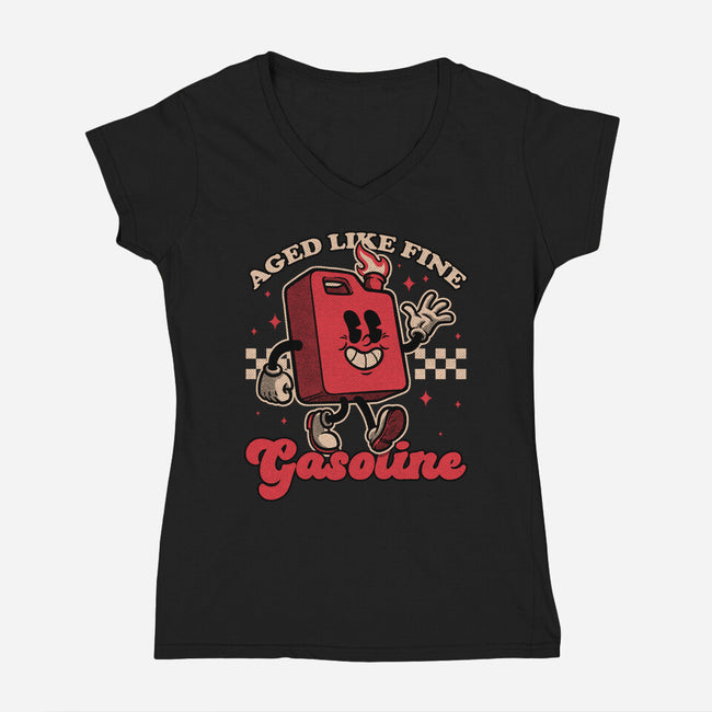 Gasoline Vintage Mascot-Womens-V-Neck-Tee-Studio Mootant