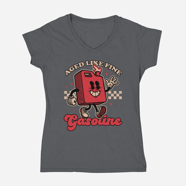 Gasoline Vintage Mascot-Womens-V-Neck-Tee-Studio Mootant
