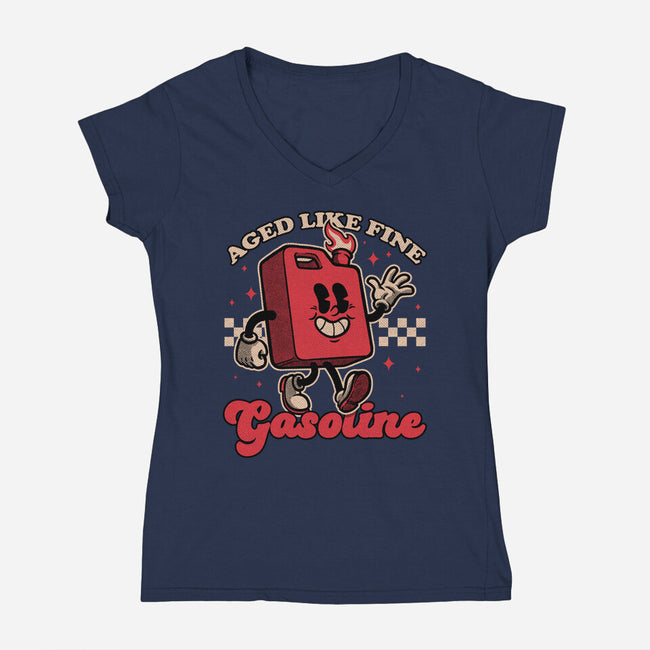 Gasoline Vintage Mascot-Womens-V-Neck-Tee-Studio Mootant