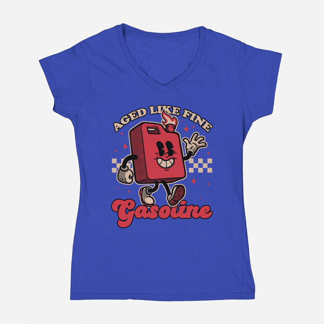Gasoline Vintage Mascot-Womens-V-Neck-Tee-Studio Mootant