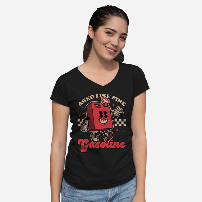 Gasoline Vintage Mascot-Womens-V-Neck-Tee-Studio Mootant