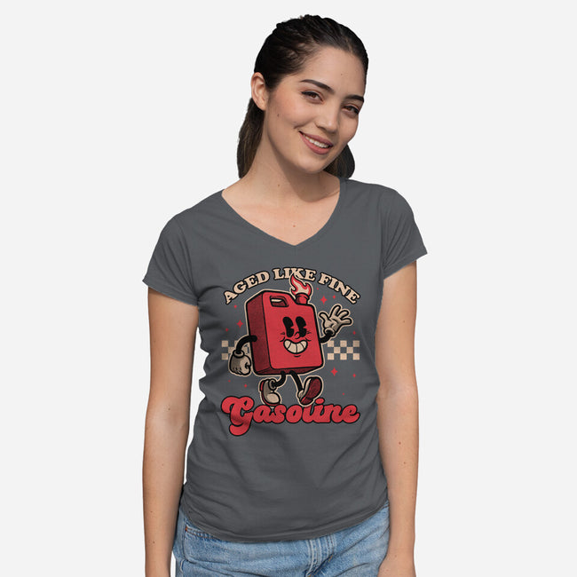Gasoline Vintage Mascot-Womens-V-Neck-Tee-Studio Mootant