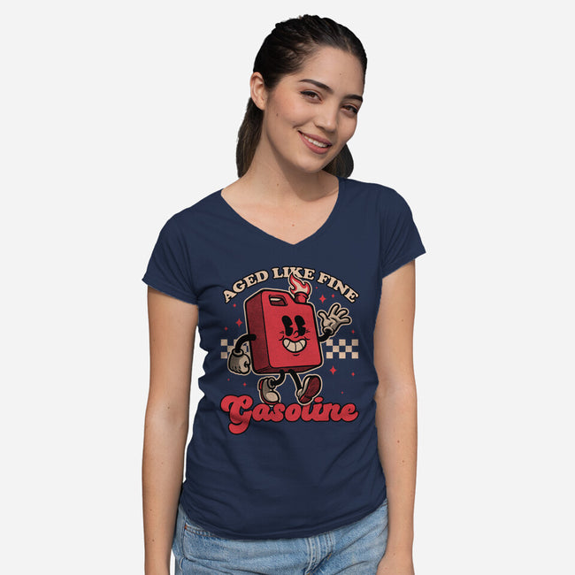 Gasoline Vintage Mascot-Womens-V-Neck-Tee-Studio Mootant