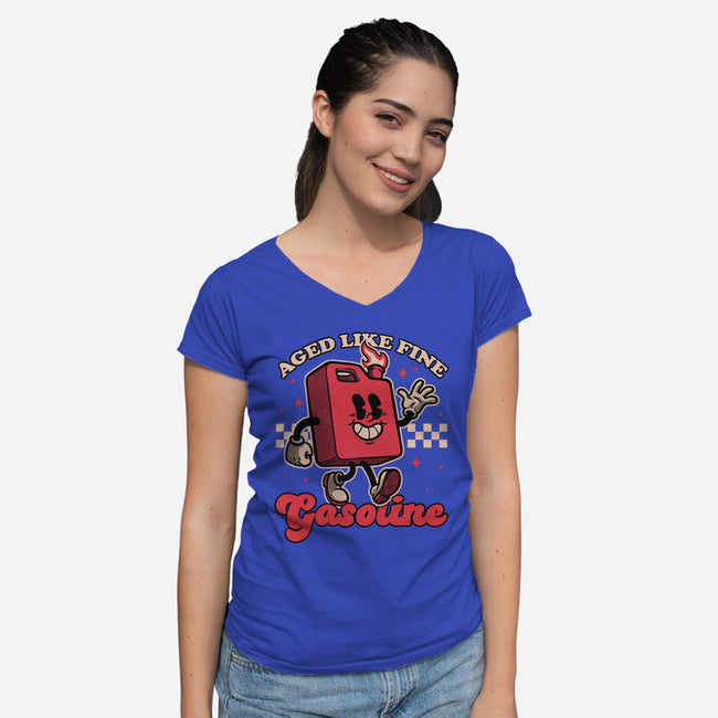 Gasoline Vintage Mascot-Womens-V-Neck-Tee-Studio Mootant