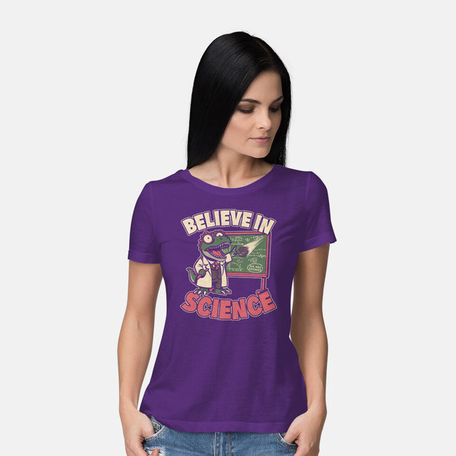 Dino Believe In Science-Womens-Basic-Tee-Studio Mootant