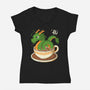 Coffee Dragon-Womens-V-Neck-Tee-Eoli Studio
