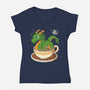 Coffee Dragon-Womens-V-Neck-Tee-Eoli Studio