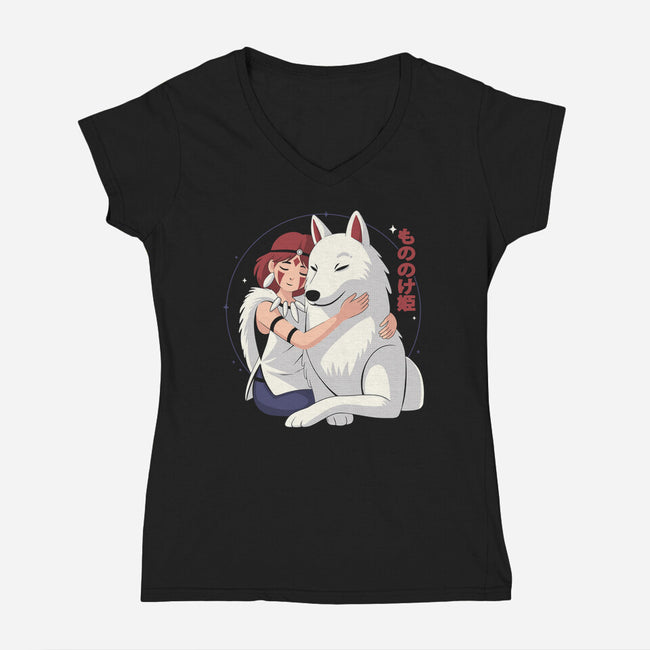 Princess Of The Wolves-Womens-V-Neck-Tee-Eoli Studio