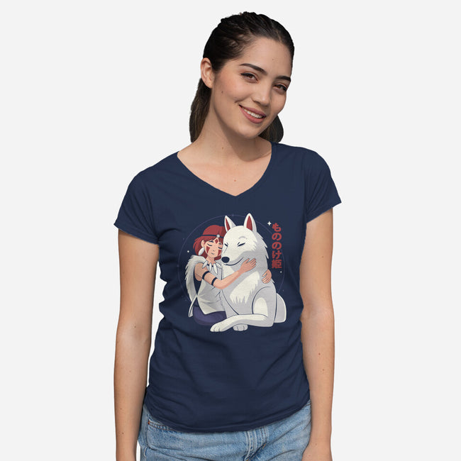 Princess Of The Wolves-Womens-V-Neck-Tee-Eoli Studio