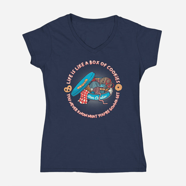 Box Of Cookies-Womens-V-Neck-Tee-Freecheese