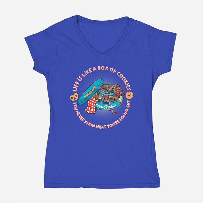 Box Of Cookies-Womens-V-Neck-Tee-Freecheese