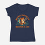 Reject Humanity Become A Cat-Womens-V-Neck-Tee-worlddominationforcats