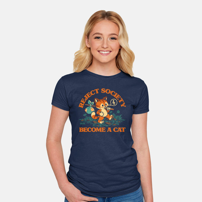 Reject Humanity Become A Cat-Womens-Fitted-Tee-worlddominationforcats