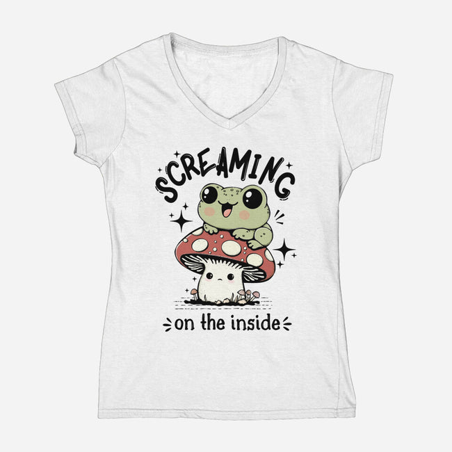 Screaming On The Inside-Womens-V-Neck-Tee-Trendlory