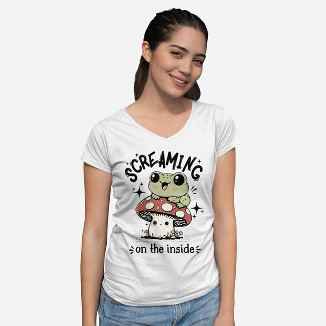 Screaming On The Inside-Womens-V-Neck-Tee-Trendlory