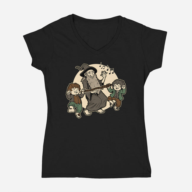 Medieval Wizard Dance-Womens-V-Neck-Tee-Studio Mootant