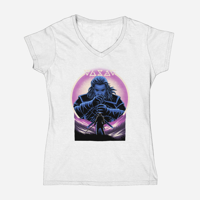 Hunter In The Valley-Womens-V-Neck-Tee-rmatix