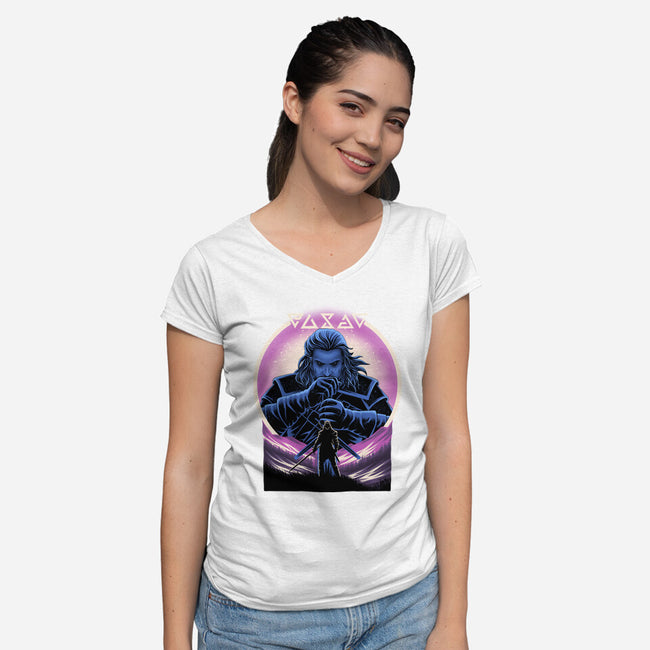 Hunter In The Valley-Womens-V-Neck-Tee-rmatix
