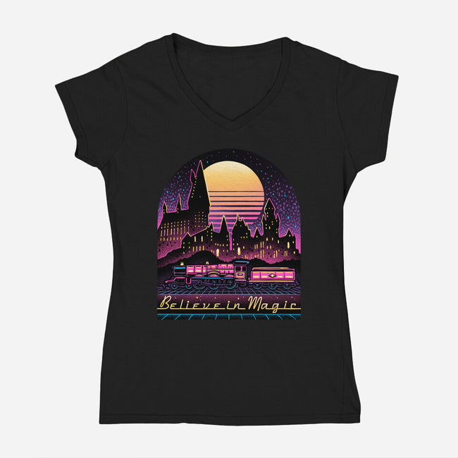 Believe In The Magic-Womens-V-Neck-Tee-glitchygorilla