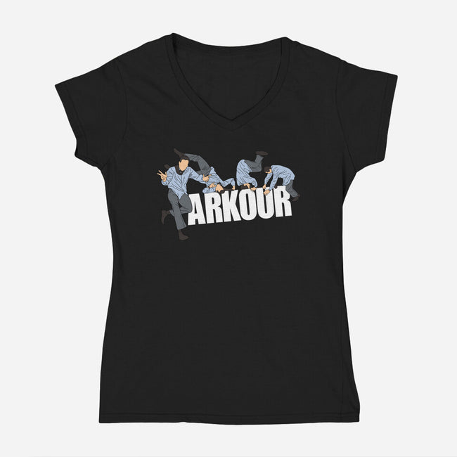 Parkour In The Office-Womens-V-Neck-Tee-Tronyx79