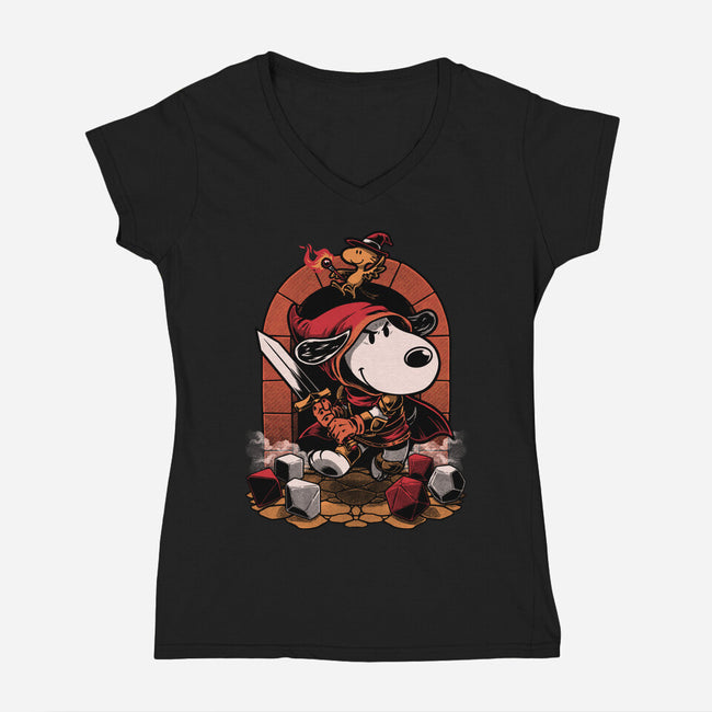Beagle RPG Adventure-Womens-V-Neck-Tee-Studio Mootant